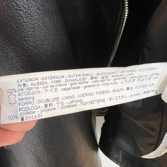 Zara Studio Women’s XS/S Black Goat Leather Motorcycle Jacket Oversized Rock - Picture 13 of 16